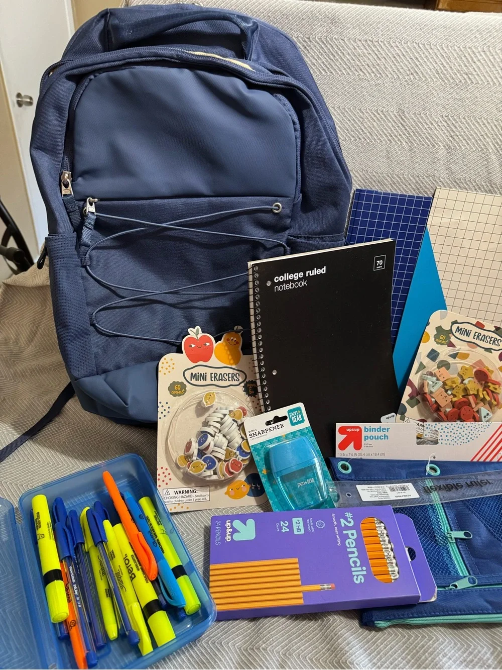 All In Motion backpack with school supplies - ready for back to school.